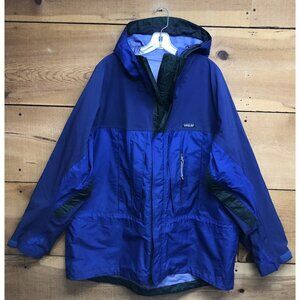 Vintage Patagonia Waterproof Nylon Jacket Mens 2XL Outdoors Hiking Navy Full Zip